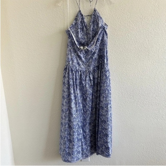 J. Crew Collection Anguilla Halter Maxi Dress Blue Floral - Picture 6 of 10